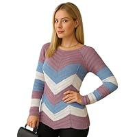Blusa Feminina Tricot Manga Longa Zig Zag Inverno Versátil (BR, Alfa, Único, Regular, Lilás)