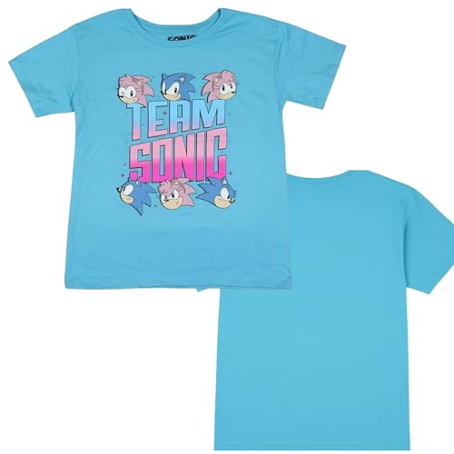 Mad Engine Girls Sonic The Hedgehog Graphic Short Sleeve T-Shirt Featuring Sonic & Amy- Sizes XS-XL3
