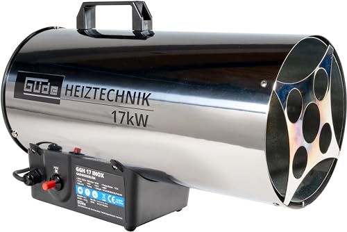 Güde 85006 Gasheizgebläse GGH 17 INOX (17kW, Edelstahlbrenner, Edelstahlgehäuse, Schlauch 1,5 m, Druckminderer)