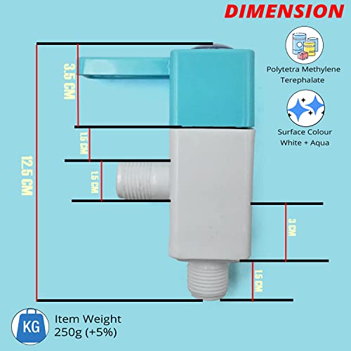 Image of BATH GURU Heavy Duty PVC Body Angle Valve Stop Cock for Bathroom Taps Wash Basin Geyser Connection with Wall Flange and 6 Months Warranty White Pack of 1