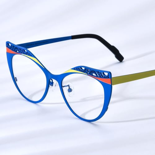 Image of FONEX Colorful Pure Titanium Glasses Frame Women Retro Round Eyeglasses