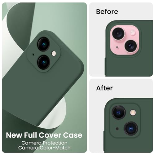 Image of FireNova Designed for iPhone 15 Case, Silicone Upgraded [Camera Protection] Phone Case, Soft Anti-Scratch Microfiber Lining Inside, 6.1 inch, Alpine Green