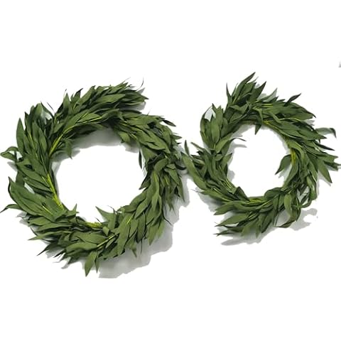 2-Pack UiiziC Artificial Wreath Greenery Candle Rings for Front Door Porch Window Green Leaf Wreath Boxwood Decor for Home Wedding Garden Farmhouse Spring Summer Fall All Seasons Cover