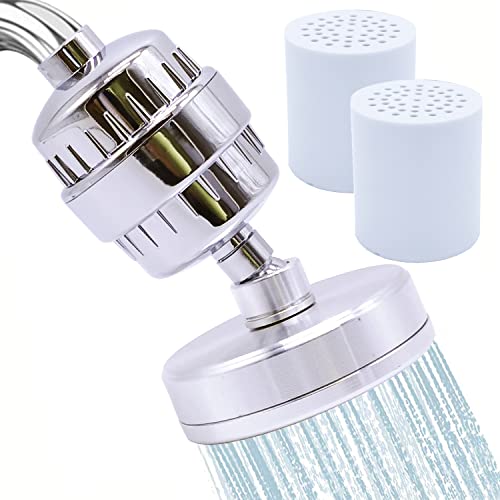 Lofekea 16-stufiger Duschfilter und Aluminium-gefilterter Duschkopf, Hochdruck-Duschkopffilter für hartes Wasser, entfernt Chlor und schädliche Substanzen (2 Stück Duschwasserfilter) Cover