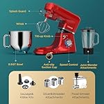 COOKLEE 6-IN-1 Stand Mixer, 8.5 Qt. Multifunctional Electric Kitchen Mixer with 9 Accessories for Most Home Cooks, SM-1507BM, Ruby Red - Image 4