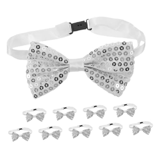 Beaupretty 10pcs Adjustable Sequin Bow Ties for Boys and Girls Sparkly Pre-tied Butterfly Neck Ties for Weddings Parties and Comfortable Fit for Boys and Girls