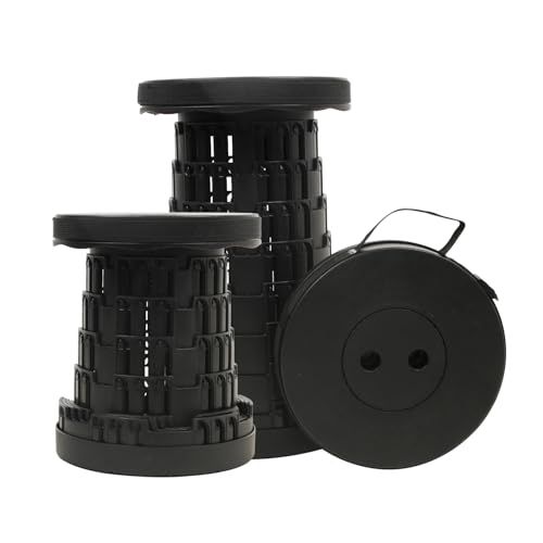 JAEMEYEM 2025 Collapsible Stool Chair, Max 660lb Upgraded Folding Stool, Lightweight, Sturdy, Adjustable, Portable, Foldable Seat Stools for Outdoor Camping Fishing Hiking BBQ