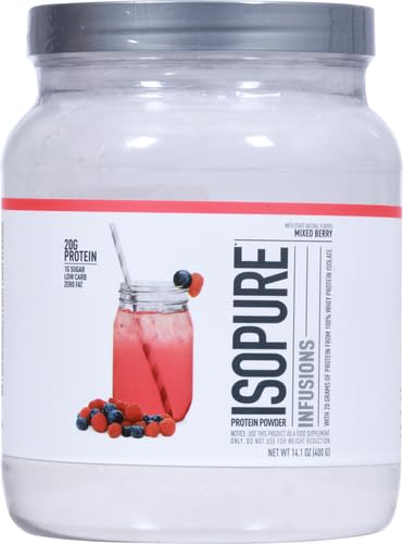 Image of Isopure Clear Whey Isolate Protein Powder, Lactose Free, Gluten Free, Naturally Flavored, Mixed Berry, 20g Protein Per Serving, 14.1 Oz, (Packaging May Vary), 16 Servings (Pack of 6)