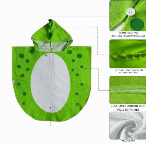 Verve Jelly Peignoir à capuche pour enfants - Serviette de bain en coton absorbant pour garçons et filles - Pour le bain, la plage, les vêtements de nuit pour enfants – vue 4