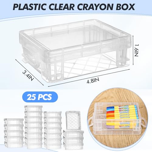 Image of Suzile 25 Pcs Plastic Crayon Boxes Bulk,Clear