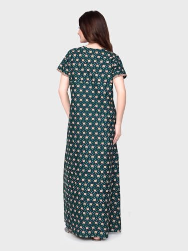 Image of Evolove Women's Cotton Long Maxi Night Gown Nighty Dress with Pocket & Stylish Button, Super Soft Comfortable (LNG-Button)