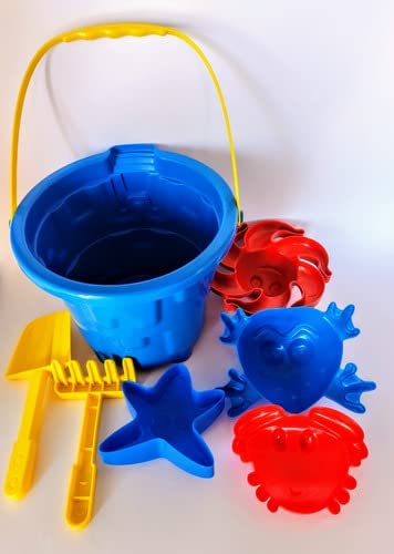 GGB Plast Balde De Praia Infantil Baldinho Com Alça E 6 Brinquedos, Multicor
