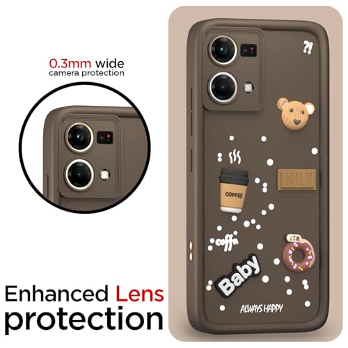 Image of Pikkme Back Cover for Oppo F21 Pro 4G | Cute Fun Cartoon 3D Bear Silicone Full Body Protection Bumper Case (Brown)
