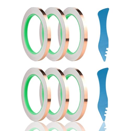 wonderway Double Sided Conductive Copper Foil Tape for Stained Glass Welding, Electrical Repairs 6Pcs (1/4 inch)