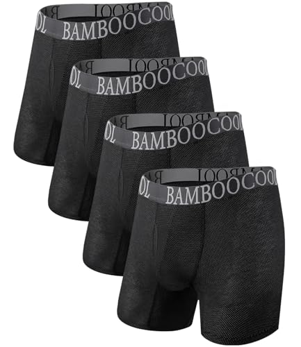 BAMBOO COOL Mens Ultra Breathable Underwear Mesh Boxer Briefs With Fly Soft Waistband No Ride Up Multipack