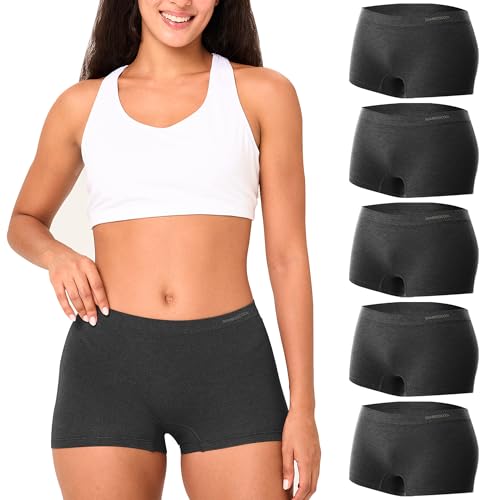 Image of BAMBOO COOL Womens BoyShorts Underwear Seamless Boxer Briefs Mid Rise Full Coverage Breathable Stretch Ladies Panties 5 Pack