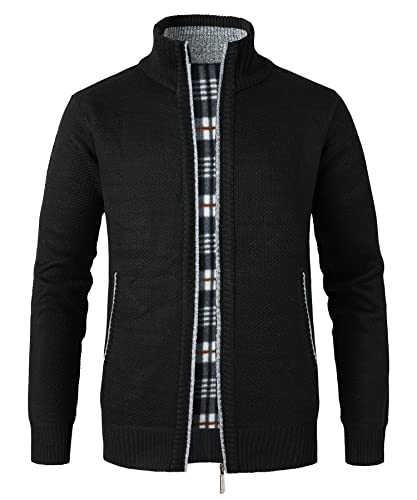 Btmpmcs Hommes Cardigan Veste en Maille Grosse Tricoté avec Col Debout Décontractée Ouvrez-Front...