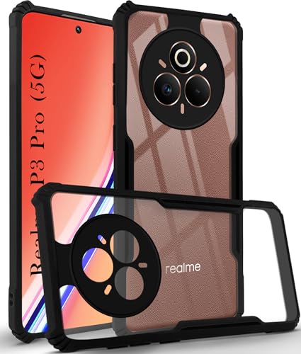 Image of Jkobi Back Cover Case for Realme P3 Pro (Shockproof with Polycarbonate Clear Panel | Professional Black)