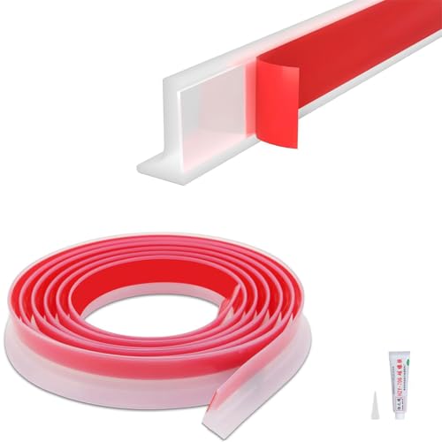 Image of HASTHIP 39Inch /1m Water Stopper with Glue - Sink Splash Guard in Kitchen Water Dam Barrier Strip Shower Silicone Bendable Water Stopper for Kitchen Sink, Transparent