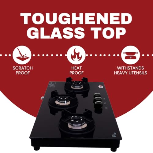 HORNBILLS 3 Burner HOB Design Mild Steel FRAME CROWN Pan Support Automatic With ALLOY BLACK BURNER - Image 4