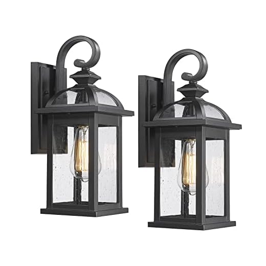 Darkaway Outdoor Lights Fixtures Wall Mount, Outdoor Wall Sconce Lights with Seeded Glass Waterproof Outside Exterior Lights Fixture for House, Front Porch, Patio (2 Pack)