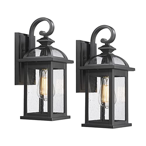 Darkaway Outdoor Lights Fixtures Wall Mount, Outdoor Wall Sconce with Seeded Glass Waterproof Outside Exterior Lights Fixture for House, Front Porch, Patio (2 Pack) by Darkaway - Used condition - US$86.39