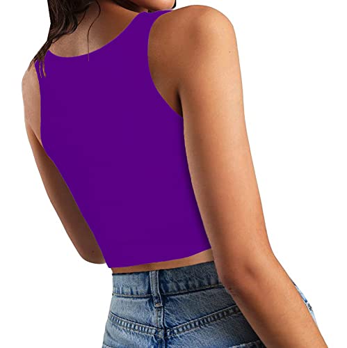 Image of Women's Sexy Sleeveless Crop Tops Double Layer Scoop Neck Cropped Tank Top