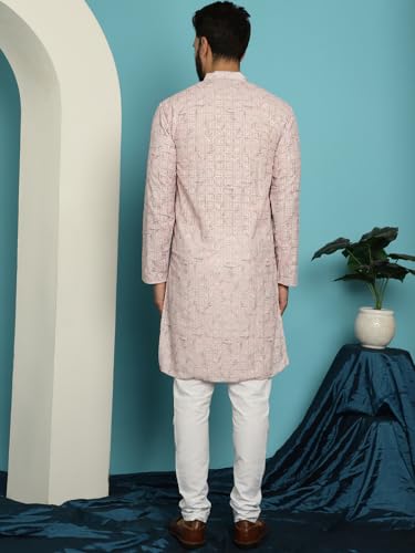 Image of SOJANYA (Since 1958 Men's Cotton Embroidered Printed Kurta & White Pyjama Set