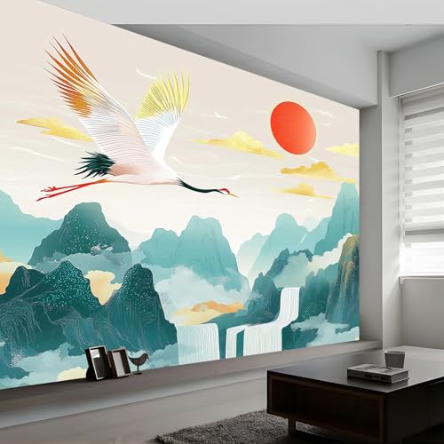 Papier peint photo paon vert 300x210 cm décor mural intissé pour salon