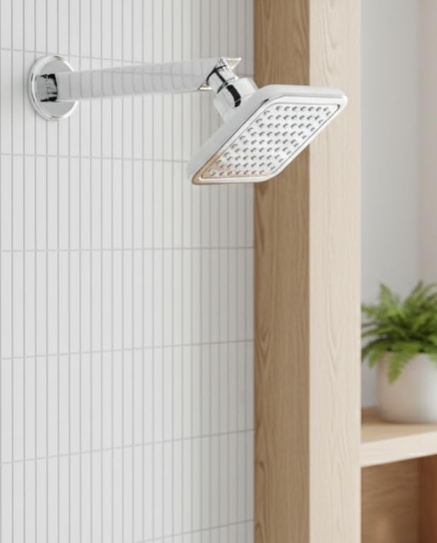 Image of KABA by ACQUASO 4x4 inch Inch Overhead Shower | High Pressure Rain Spa Showerhead for Luxury Bathroom | Rainfall Shower Head | Easy Wall Mount Installation with 9 inch Steel ARM (CAMARY)
