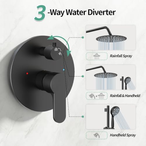 Image of SR SUN RISE 10 inch Shower Faucet Set with Shower Slide Bar,Matte Black