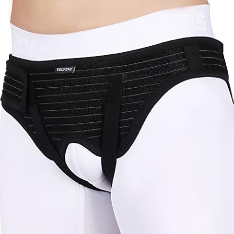 VELPEAU Hernia Support for Men and Women - Hernia Belt Truss Brace for Single/Double Inguinal, Sports Hernia, 2 Removable Compression Pads & Adjustable Groin Straps(Medium, Hip Circumference 35-42") Cover