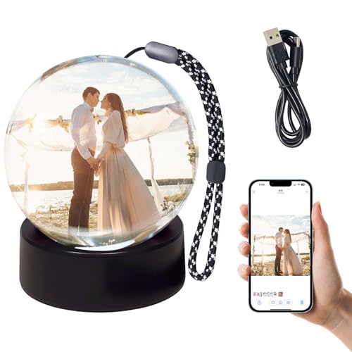 3D Memory Sphere Orb - Video Player Wi-Fi Customizable Memory Ball Supports Photo and Video Upload Crystal Ball Video Player for Valentines Day Family Party Graduation Birthday Gift Pink