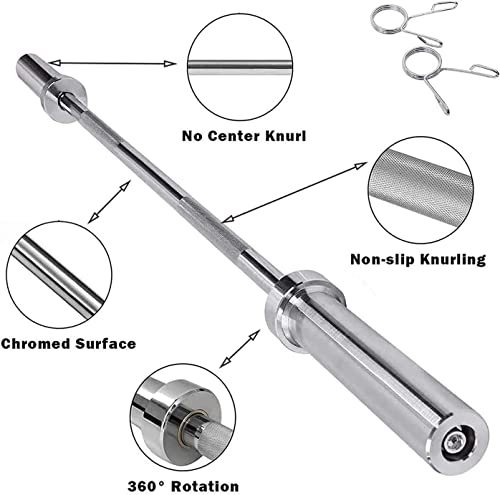 MYOYAY Weight Lifting Barbell Bar | Fitness 4ft Barbell Weight Bar with 2 Spring Clip Collars | Chrome, Anti-Slip Hand Grip, Solid Steel, Gym Equipment | Training, Fitness, Exercise, Workout - Image 6