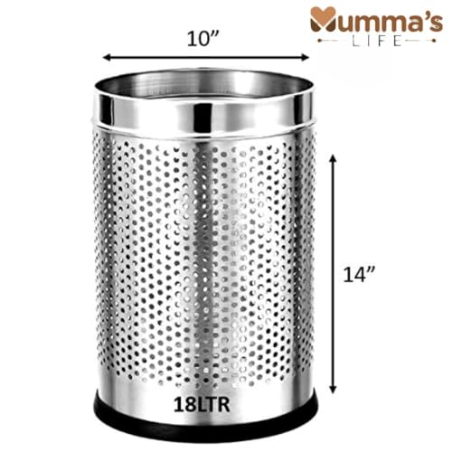 Image of Mumma's LIFE Stainless Steel Open Perforated Dustbin Without Lid| Garbage Bin Pack of 2 (Perforated Dustbin Pack Of 2 (9+18 Litre))