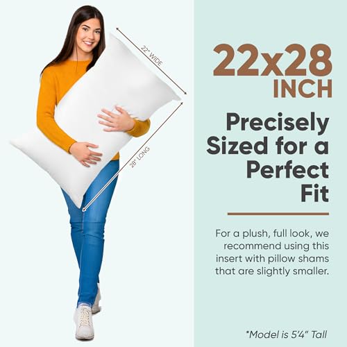 Image of Pillowflex Synthetic Down Pillow Insert 22x28 in - Karate Chop Pillow | Oversized Standard Sham Form, Plush Polyester Cotton Blend, Cloud-Like Comfort, Clump-Resistant Fill, Smooth Elegant Finish
