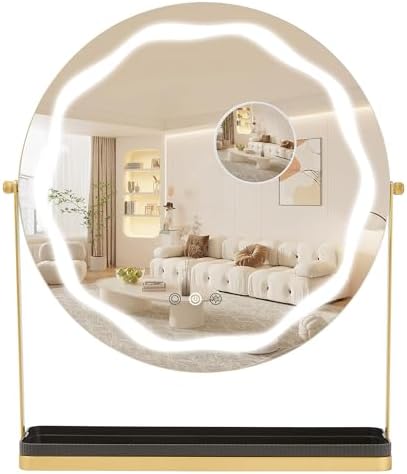 IDEALHOUSE Mirror with Lights, Three Color Adjustable LED Lightin...