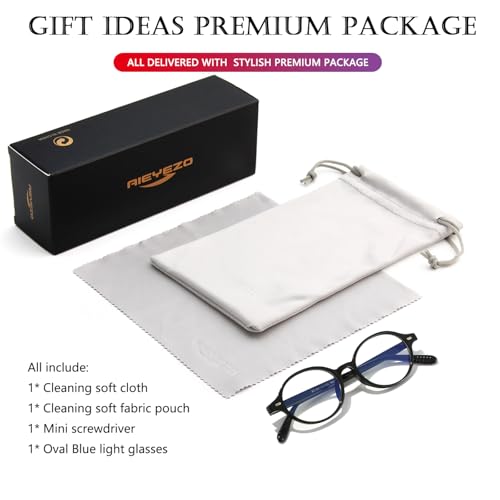 Image of AIEYEZO Retro Round Blue Light Glasses for Men Women Fashion 90s Vintage Trendy Oval Round Frame Nerd Glasses