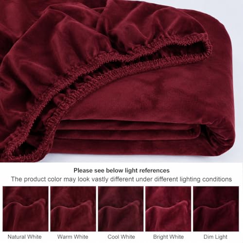 Image of Warm Flannel (Flano) King Size 330 TC Winter Fitted Bedsheet | All Side Elastic Premium Winter Soft Velvet Furnishing Bed Sheet with 2 Big Pillow Cover Size - 72 x 78 X 8 Inches Solid Maroon