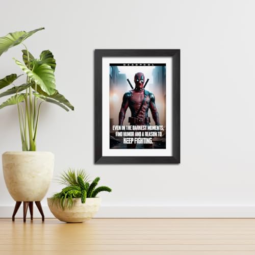 Image of TenorArts Deadpool Poster with Quotes Comics Photo Frame Painting With Black Wooden Textures (12inches x 9inches)
