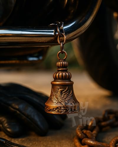Image of Tiny Tim Guardian Bell with Evil Eye Charm - Protective Motorcycle & Car Accessory - Tibetan-Inspired Design - Wards Off Negative Energy - Ideal Gift for Bikers & Travelers