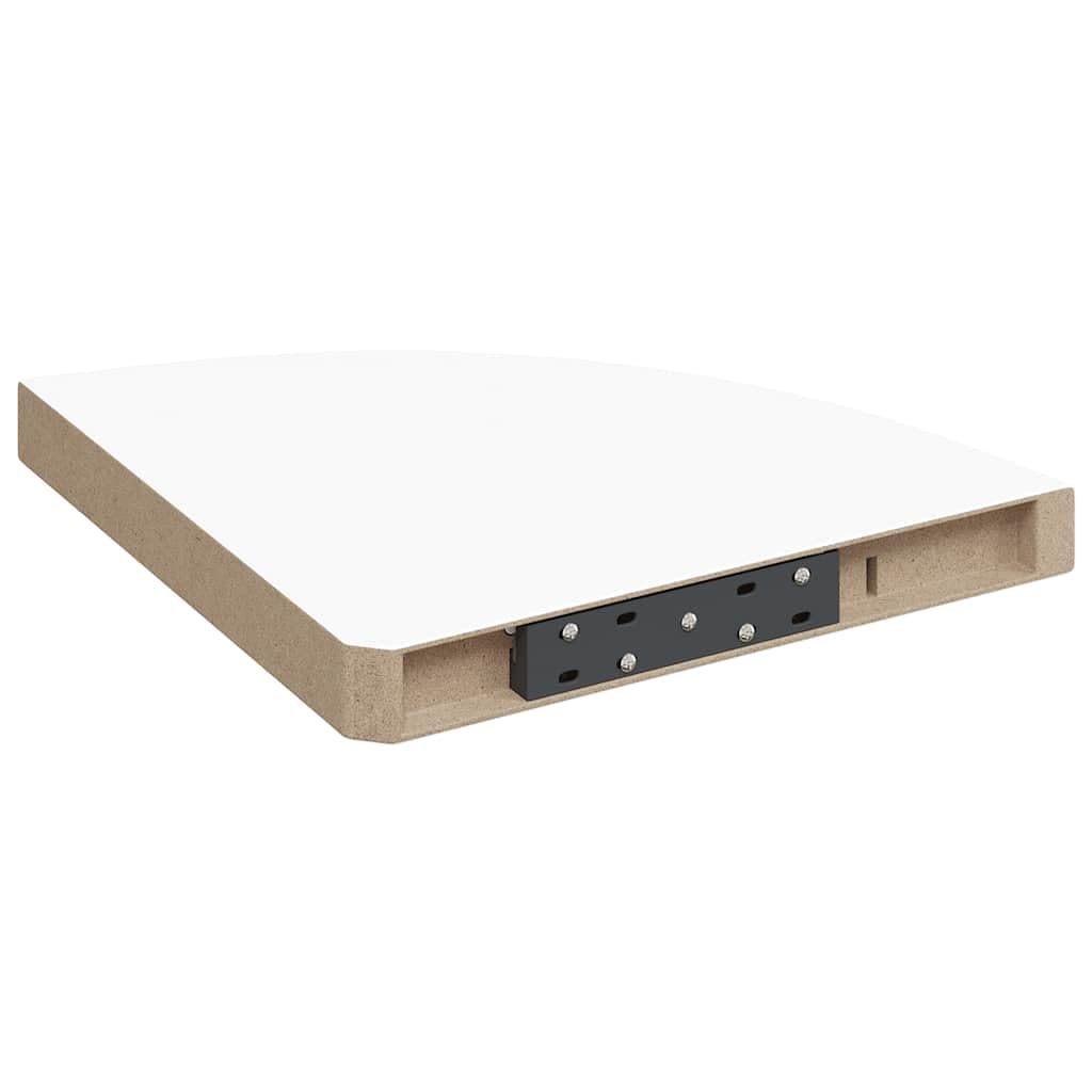 Zawieszone półki narożne, 2 szt., biała płyta MDF, 35 x 35 x 3,8 cm, z niewidocznym systemem montażowym, stabilny regał ścienny, wiszący regał na książki, listwę na zdjęcia, półkę i dekorację