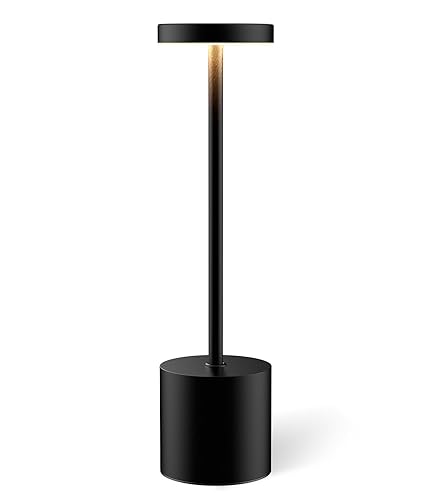 Swinerton Black Cordless Table Lamp, Rechargeable 5000mAh Battery Powered Wireless