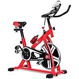 Toolsempire Exercise Bike Indoor Cycling Bike,Workout Bike Spin Bike with Comfortable Seat Cushion, LCD Display & Bottle Holder, Fitness Equipment Stationary Bikes for Home (Red)