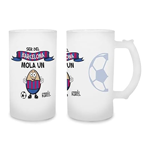 Jarra de cerveza Ser del Barcelona mola un huevo. Cristal esmerilado de primera calidad AAA. 80 x 150 mm. 500 ml