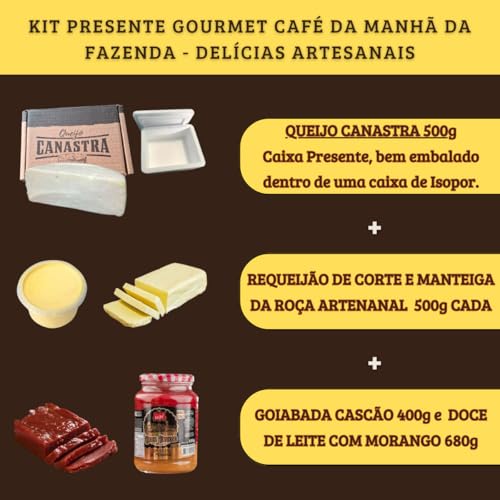 Kit Artesanal Mineiro Queijo Canastra 500g com Manteiga da Roça 500g, Requeijão de Corte 500g, Goiab