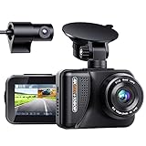 4K Dash Cam Front and Rear Built-in GPS Ultra HD 4K Front 1080P Rear Dual Dash Camera for Car Driving Recorder, Night Vision,Parking Monitor,170° Wide Angle,WDR G-Sensor, Loop Recording,Support 128GB