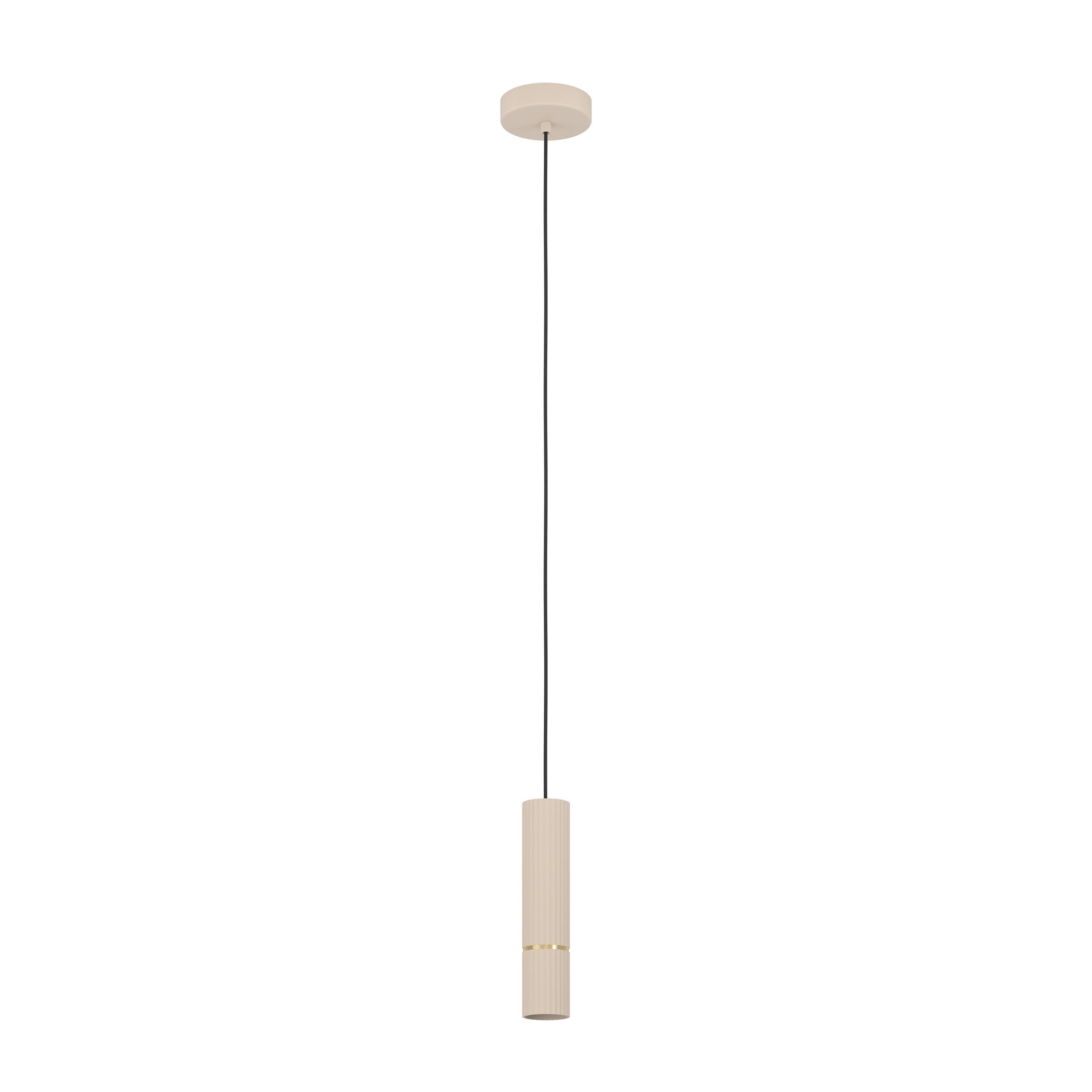 Eglo Lampadario LED Caminia, 1 luce, per tavolo da pranzo, illuminazione per sala da pranzo, in metallo beige e oro, lampadina GU10, luce bianca calda