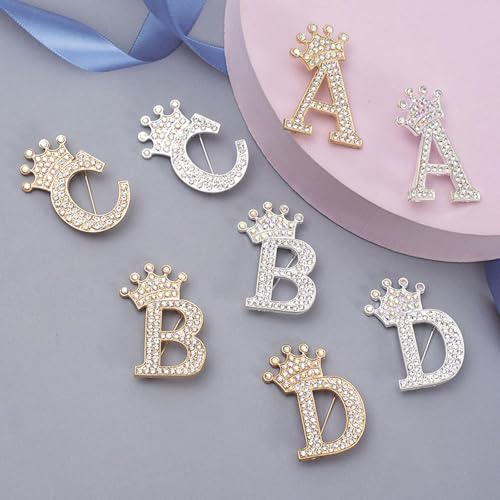 Image of Brooches and Pins for Women A-Z Letter Rhinestone Brooch Pin Jewelry Gifts