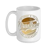 Needham MA | Massachusetts | Vintage Distressed Ceramic Mug, White, 15oz